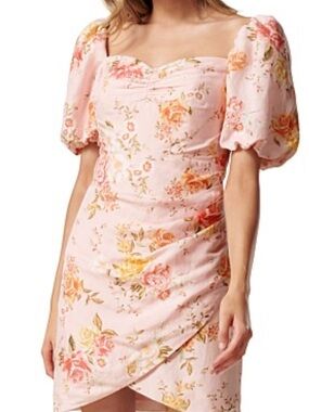 Ever New Pink Floral Puff-Sleeve Mini Dress